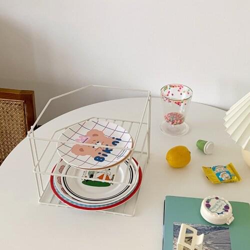 Cutelife INS Double Layer White Iron Storage Shelf Kitchen Plate Decoration Organizer Shelf Table Shoes Room Accessories Shelf