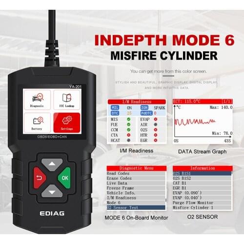 OBDII Diagnostic Tool YA201 CAR Code Reader Free Update Lifetime For OBD 2 Engine Test PK CR319 KW590 OBDII Car Code Scanner