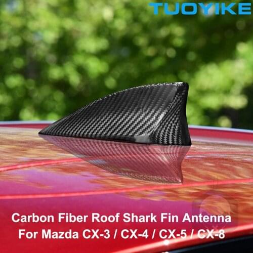 For Mazda CX-3 CX-4 CX-5 CX-8 OLD 2014 NEW 2018 Accessories Car Styling Carbon Fiber Roof Shark Fin Antenna Cover Trims Sticker