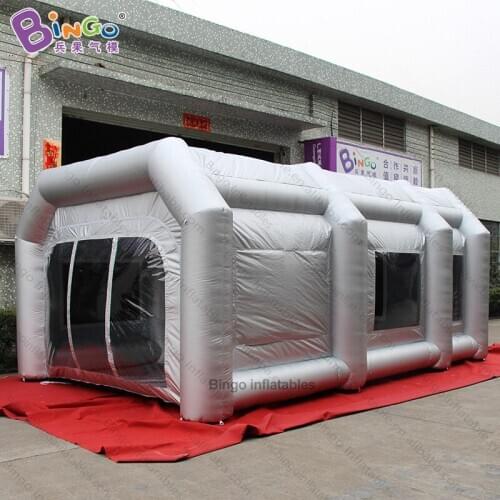 Customized 6x4x2.7 meters silver inflatable spray paint booth for outdoor / inflatable car painting room toy tents