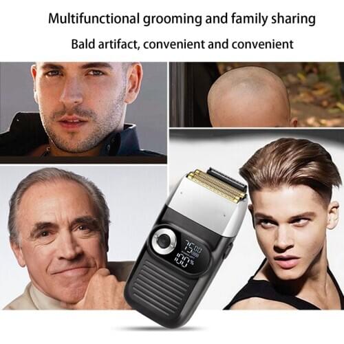 Kemei KM-2026 Reciprocating Razor Beard Trimmer 2In1 Rechargeable Portable Electric Shaver LCD Display for Men Razor