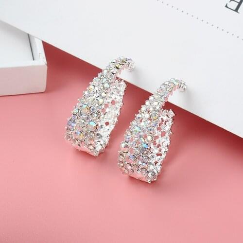 1 Pair Crystal Earrings Women Beautiful Lightweight Earrings Sparkly Shiny Rhinestones Earrings Jewelry Gift