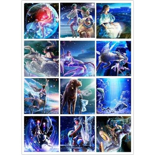 2017 hot seller Cube twelve constellation series diamond draw beautiful round diamond painting full embroidery painting gift