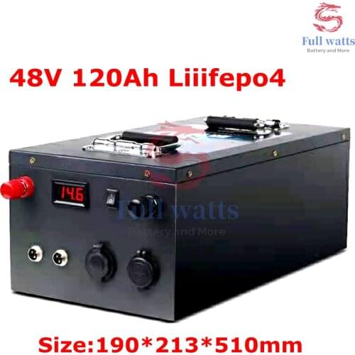 48v 120ah High Capacity Lifepo4 Lithium Battery Pack for 4500W 5000W Industrial Equipment Aviation Military RV + 10A Charger