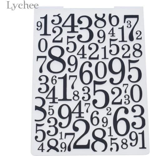 Lychee Life Numbers Plastic Embossing Folder For Scrapbook DIY Album Card Tool Plastic Template Stamping