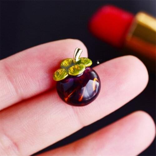 Lovely Small Enamel Fruit Collar Pins Anti-glare Mangosteen Buckle with Green Leaf Girl Boy Summer T-shirt Lapel Pin Jewelry