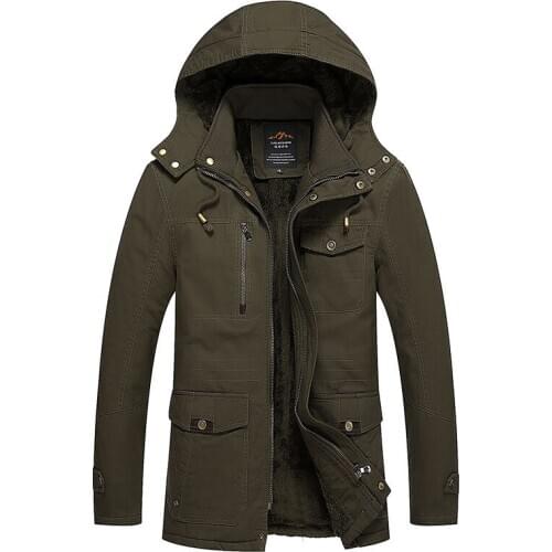 Autumn Winter Jacket Men Thick Plus Size Coat Cotton Jacket Warm Parkas Man Hooded Mens Jackets and Coats 8935 KJ2653