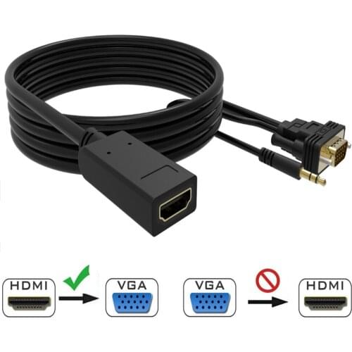 HDMI Female 1080p to 15 pin Male VGA Video Audio Converter Cable Adapter for HDMI TV Sticks TV Monitors Projectors