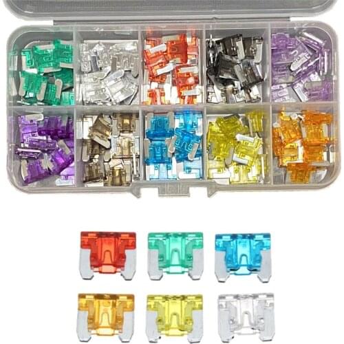 100/50 Pcs Mini Car Fuses Automotive Blade Type Micro Fuse Assortment In Box 2A/3A/5/A/7.5A/10A/15A/20A/25A/30A/35A