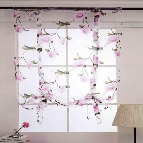 Leaves Sheer Curtain Tulle Window Treatment Voile Drape Valance Fabric
