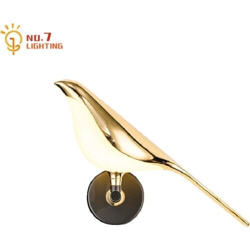 Nordic Designer Luxury Gold Magpie Bird Wall Lamp Decor Home Led Room Lights Background Hallway Corridor Stairs Bedroom Bedside