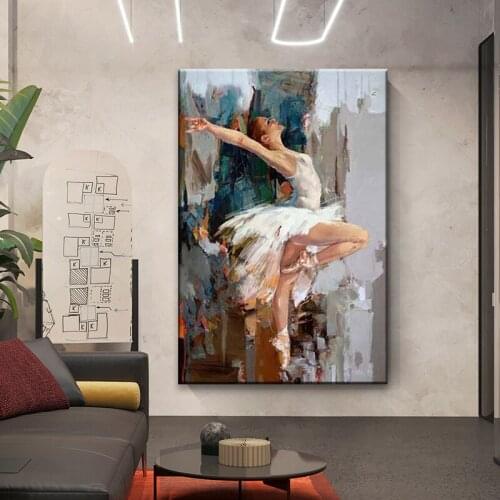 Modern Dancing Ballerina Posters Abstract Ballet Girl Canvas Painting Prints Wall Art Picture for Living Room Home Decor