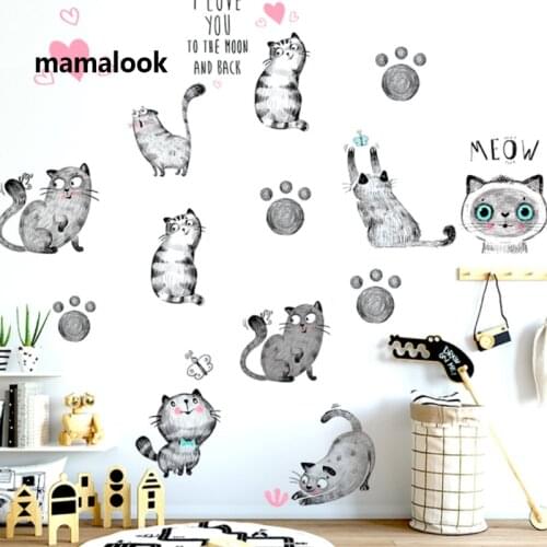 New style black hand-painted cat wall stickers living room bedroom childrens room kindergarten decoration stickers