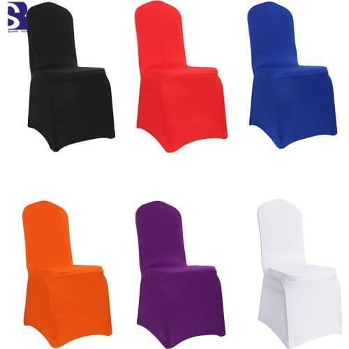 SunnyRain 4/6-pieces Thick Weding Party Spandex Chair Covers Stretch Chair Cover White Elastic Chair Cover