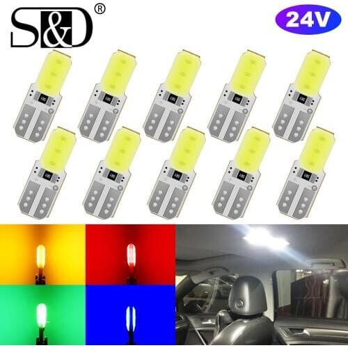 10Pcs T10 W5W LED Side Lamp 5W5 Car Interior Light 3030 SMD Chip WY5W 24V Door Trunk Dome Map Clearance Blub Auto Repair Tool