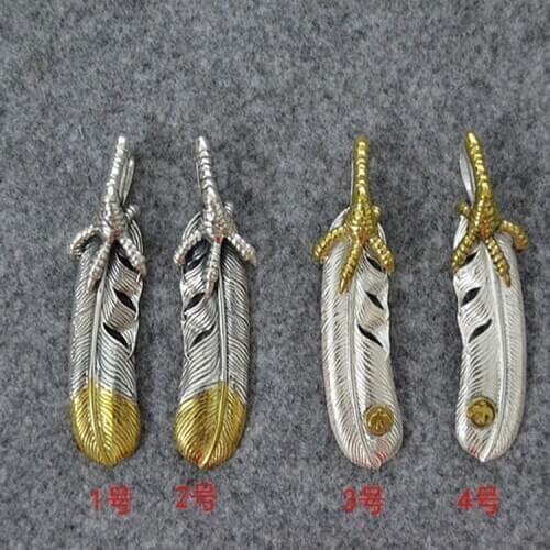 Takahashi Kagura Goros Sterling Silver Eagle Claw Feather Pendant Handmade Thai Silver DIY Necklace Accessories Jewelry