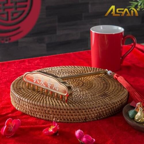 Asan Chinese Traditional Wedding Utensil Ash Picker Rake Pure Copper Brass Celebration Gift Jubilant Spoof Kuso