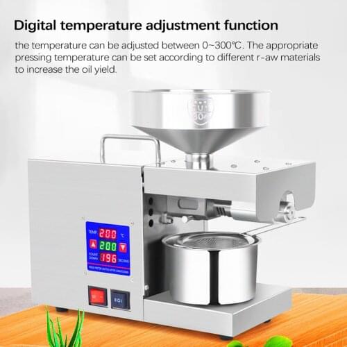 Intelligent Stainless Steel Oil Press Home Kitchen Commercial Machine Digital Display 0~300℃ Soybean Peanut Rapeseed Olive Flax