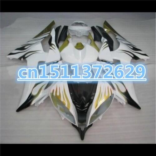 YZF R6 08 09 10 11 YZFR6 2008 2009 YZF-R6 08 09 2010 2011 fairing kit gold flame white