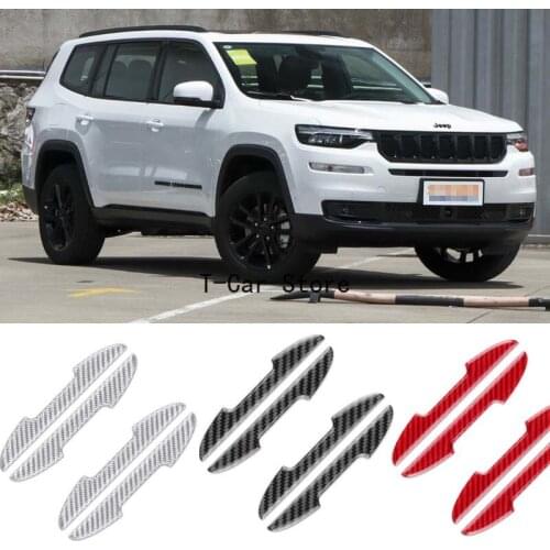 For Jeep Commander Compass Grand Cherokee Patriot Wrangler Car Side Door Edge Guard Bumper Trim Protector Carbon Fiber Stickers