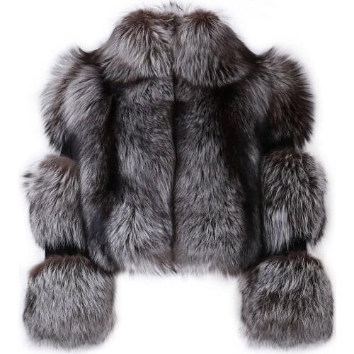 YOLOAgain winter warm women real fox fur jacket ladies turn-down collar natural fox fur coat