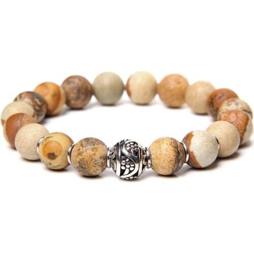 10mm Matte Stone Beads Bracelet Fashion Natural Amazonite Aagtes Jaspers Beaded Round Ball Charm Bracelet Jewelry Men Women Gift