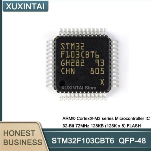 10Pcs/Lot STM32F103CBT6 STM32F103 ARM® Cortex®-M3 series Microcontroller IC 32-Bit 72MHz 128KB (128K x 8) FLASH