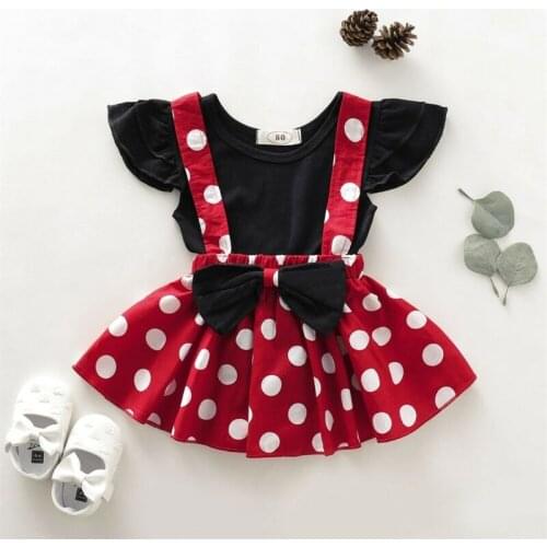 2PCS Toddler Kid Baby Girls Tops T-shirt+Bowknot Suspender Skirt Outfit Clothes