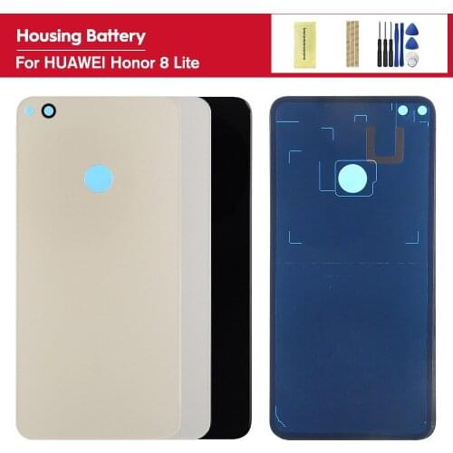 5.2'' For Huawei Honor 8 Lite Back Glass Door Cover With Adhesive Sticker Parts Replacement Original Rear Battery Cover Housing