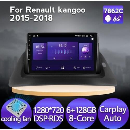 6+128G Car Radio Android Stereo Receiver For Renault Kangoo 2015-2018 Video Player Multimedia Navigation GPS No 2 Din Dvd