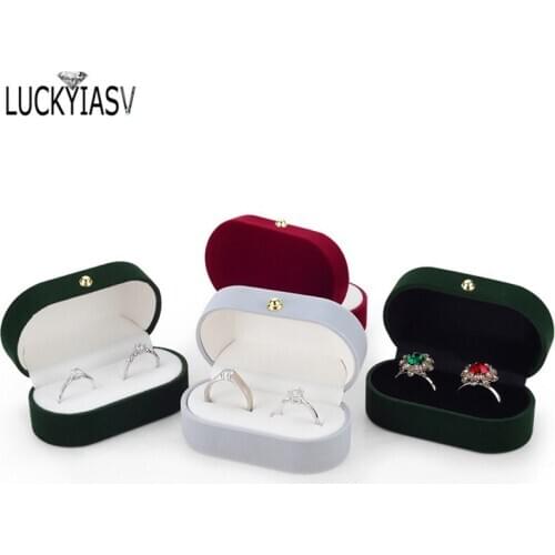 Velvet Trinket Box Ring Box Jewelry Organizer Double Rings BoxJewelry Box Wedding Gift Box Joyeros Organizador De Joyas