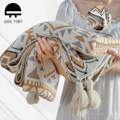 Bohemian Knitted Blanket Nordic Jacquard Tassels Decor Sofa Throw Blankets Office Warm Nap Blanket Air conditioning Couverture