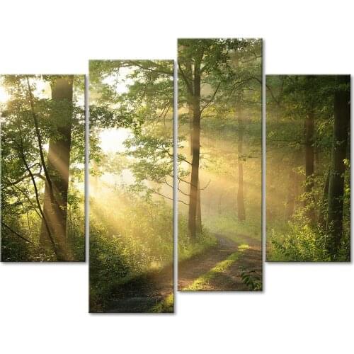 Large Wall Art Sun Light Green Forest HD canvas print painting Wall Picture bedroom Living Room Home Decor Decorative Picture