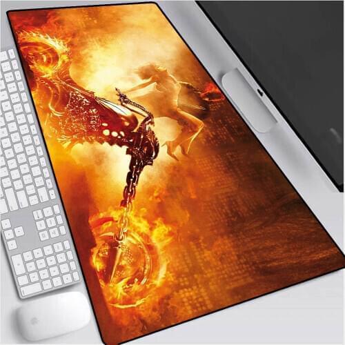Large Mouse Pad Super Cool Hero In Fire Computer Notebook Office Edging Edge Keyboard Pad XXL Animation Mouse Pad Gaming Desk