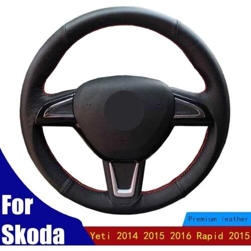 Car Steering Wheel Cover Original Customize For Skoda Yeti 2014 2015 2016 Rapid 2015 Artificial Leather Braid