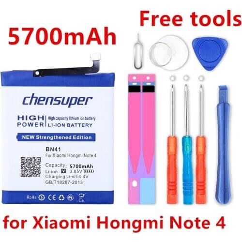 Chensuper 5700mAh BN41 BN41L BN41H Mobile Phone Battery for Xiaomi Hongmi Note 4 Redmi Note 4 Battery