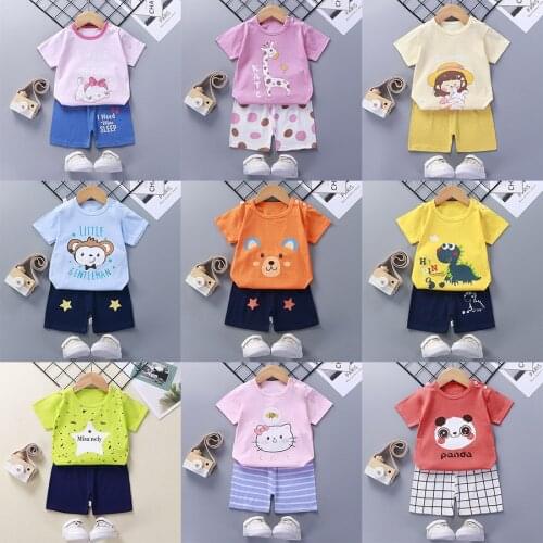 Baby Boys Girls Cartoon Clothes Outfits Suit Cute Children Summer Cotton 2 4 6 8 Yrs Kids Boys Clothes Sets T-Shrit &Shorts