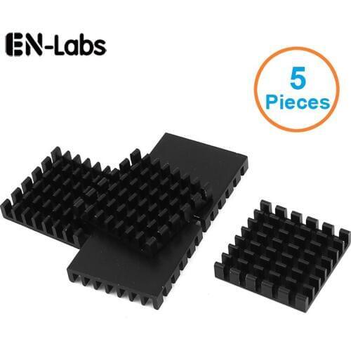 EN-Labs 5pcs Anodized Black Aluminum Heatsink 25x25x5mm Electronic Chip Cooling Radiator Cooler for power IC,Electric chipset