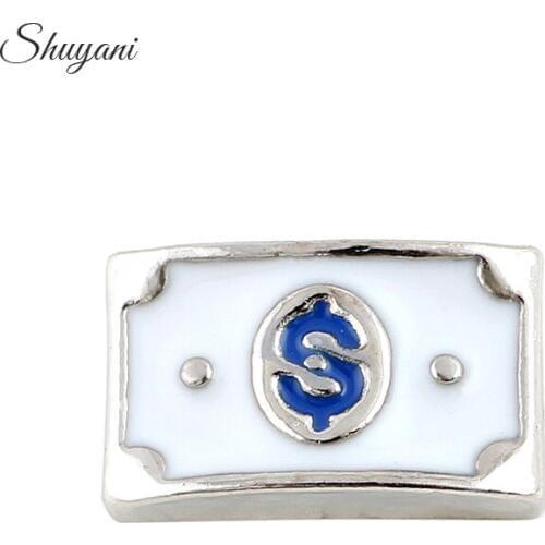 F800 Wholesale 20pcs/lot Hot selling Enamel Dollar Silver Charms Fit Floating Glass Memory Locket Women