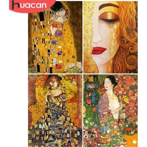 HUACAN DIY Diamond Painting Girl 5D Full Square Round Diamond Embroidery Mosaic Rhinestone Cross Stitch Portrait Home Decor