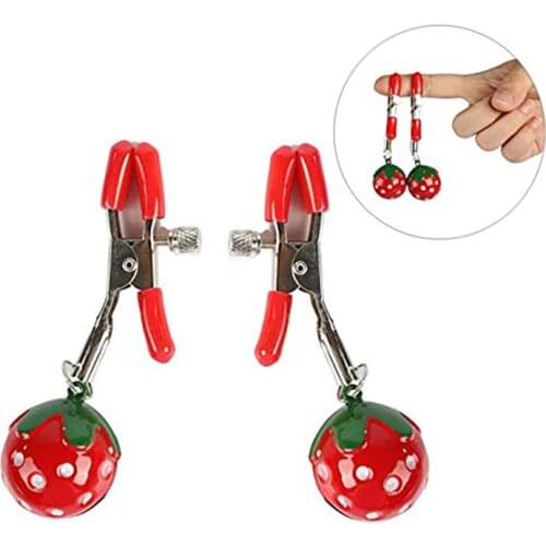 Handmade 1 Pair Adjustable Strawberry Nipple Clamps Clit Clamp Adult games Sex Toys for Couples Fetish Breast Labia Clips