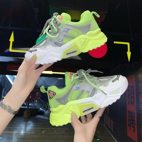 Pop Womens sports shoes Platform Shoes Femme Fashion Breathable Thick Bottom Chunky Sneakers Woman Breathing Leisure shoes
