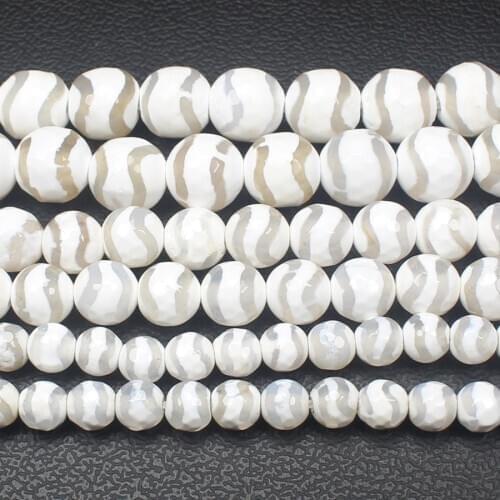 Wholesale 6,8,10mm Faceted White Wave Fire agates Round Beads 14.5"For DIYJewelry making! Mixed wholesale for all items