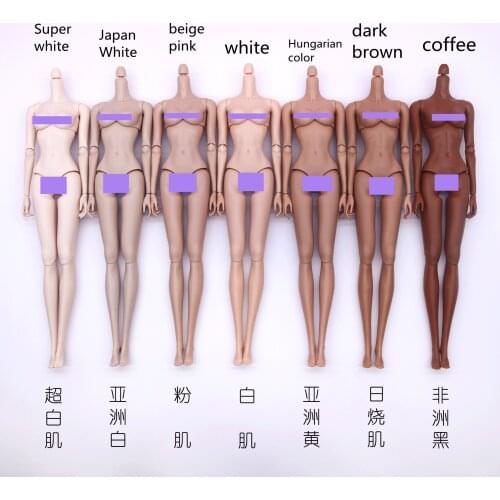 MENGF Doll Body Quality Collection 12 Joints Movable Doll Body For FR IT 1/6 Head White Beige Brown Green Blue Coffee Body Toys