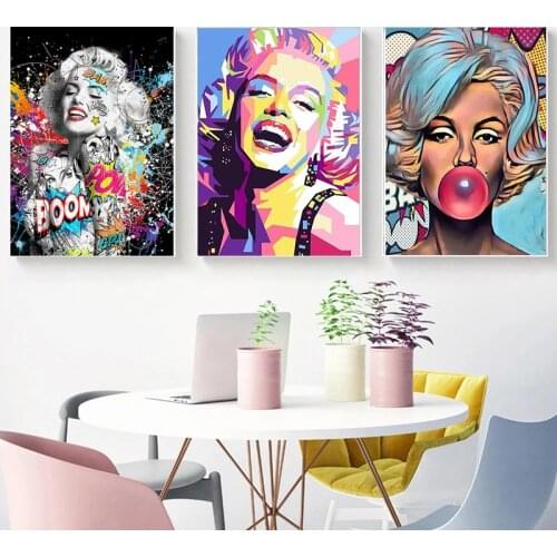 Marilyn Monroe Chewing Bubble Gum Canvas Painting Poster Prints Wall Art Audrey Hepburn Picture Living Room Home Decor Cuadros