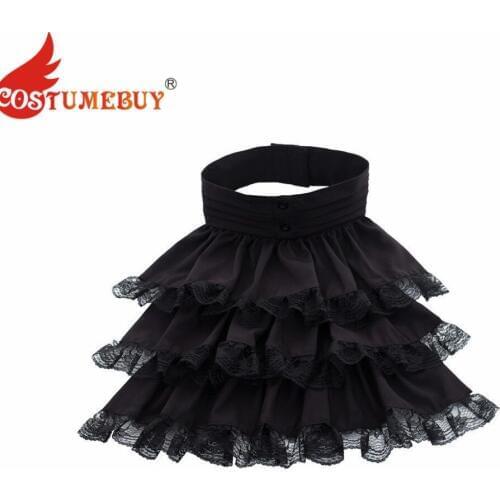 Costumebuy Men Detachable Collar Victorian Ruffled Jabot Vintage Steampunk Fake Collar Lace Neck Accessory Black White Color