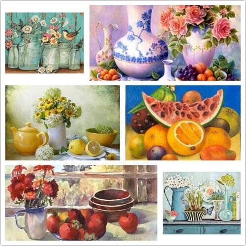 Fruit Flower Oil Paint By Numbers Kits For Adults Children Unique Gift Modern Home Living Room Decoration Wall Pictur