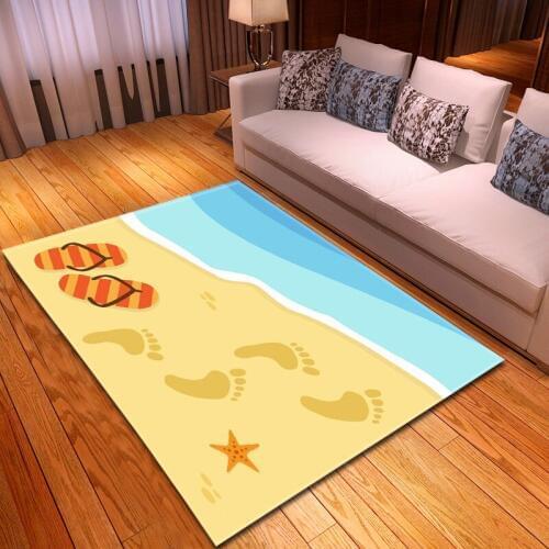 Beach footprints 3D Printed Floor Mats Home Decor Rugs Baby Child Room Game Crawl Carpets for Living Room Bedroom Soft Carpet