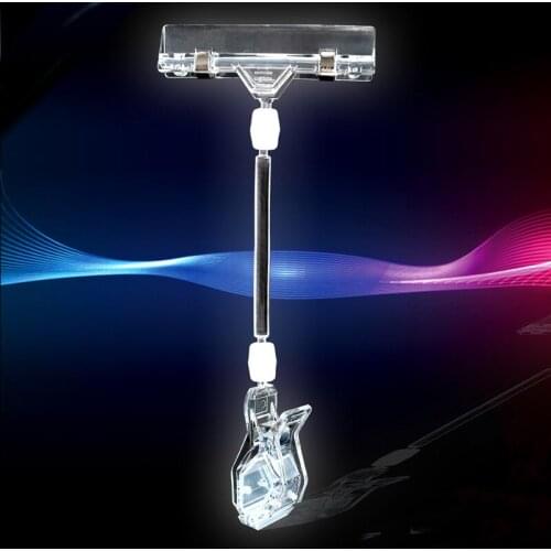 POP Advertising Poster Clear Crystal Shelf Clip Double - End Display Clamp