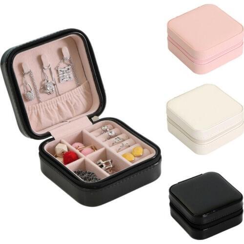PU Ring Jewelry Box Portable Earring Necklaces Watch Display PU Organizer Case Travel Zipper Bracelet Storage Box Dropshipping